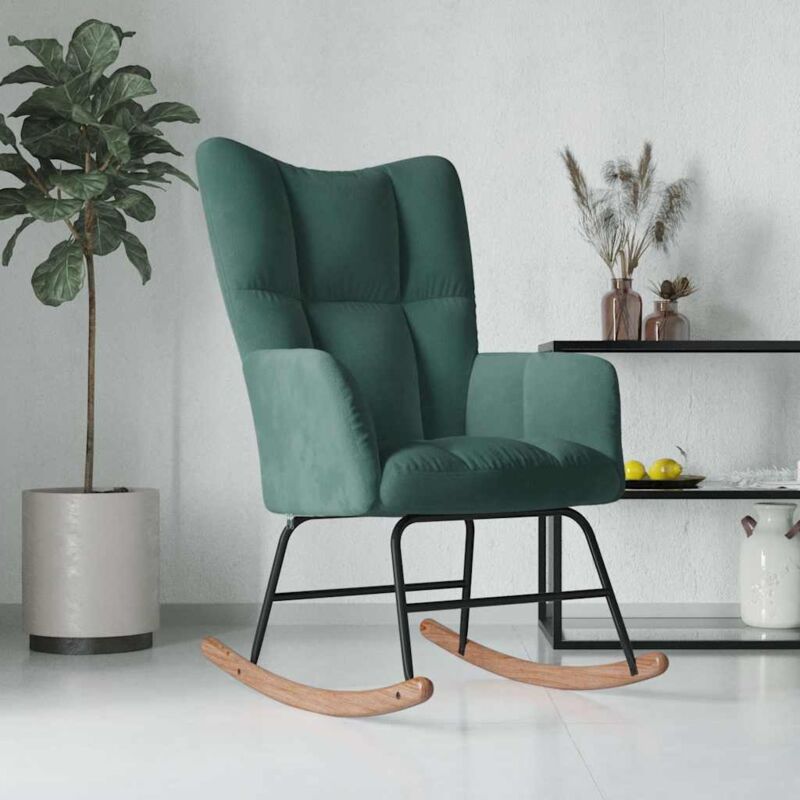 Chaise à bascule Vert foncé Velours Vidaxl