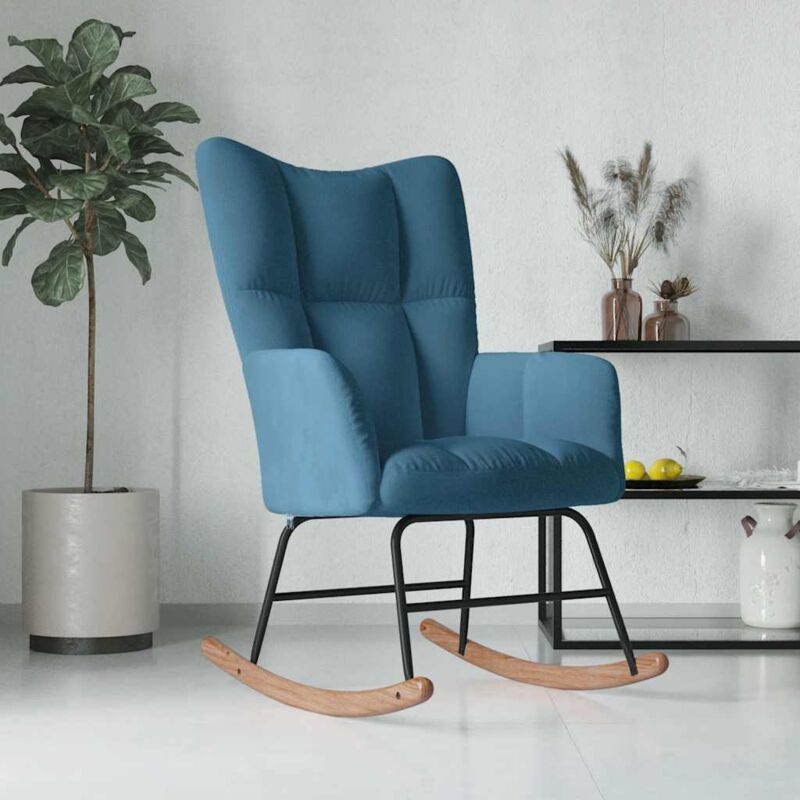 Chaise à bascule Bleu Velours Vidaxl