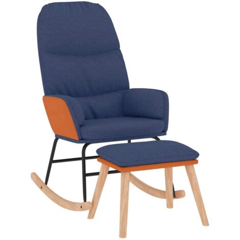 Chaise à bascule，Chaise de relaxation avec repose-pied Bleu Tissu CFW40780