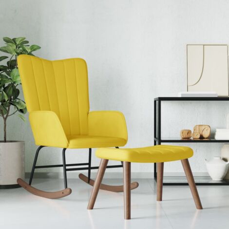 Chaise à bascule，Chaise de relaxation avec repose-pied Jaune moutarde Velours CFW13018