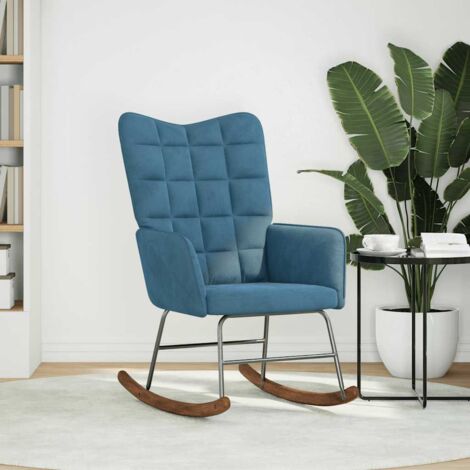 Chaise à bascule，Chaise de relaxation Bleu Velours CFW67453