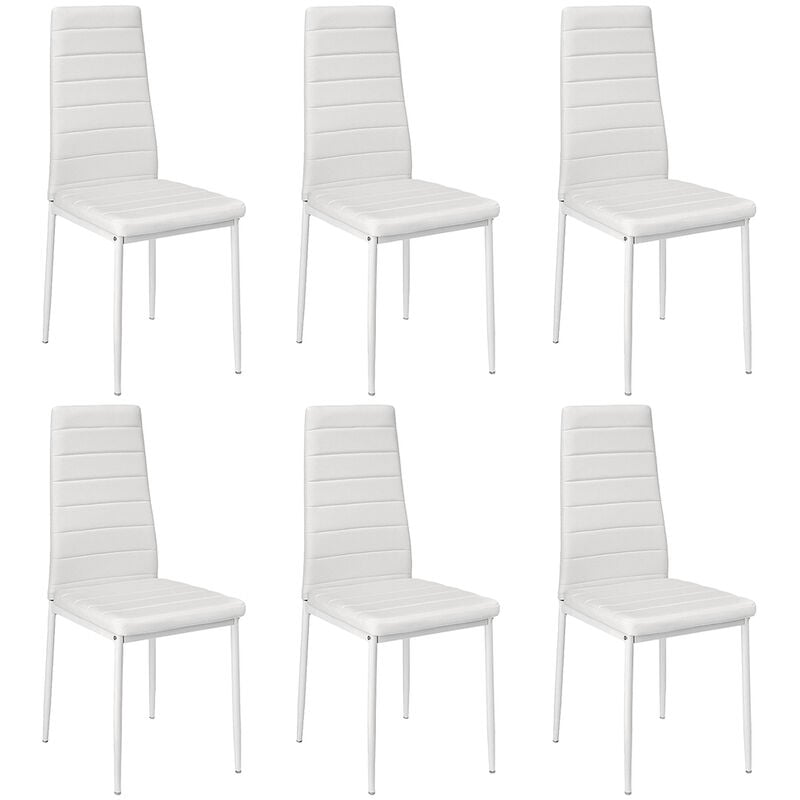 Haloyo - Lot de 6 Chaises de Salle à Manger, Chaise à Cuisine en pu, Cadre en Métal, Chaise Moderne pour Salle à Manger, Salon, Cuisine,blanc