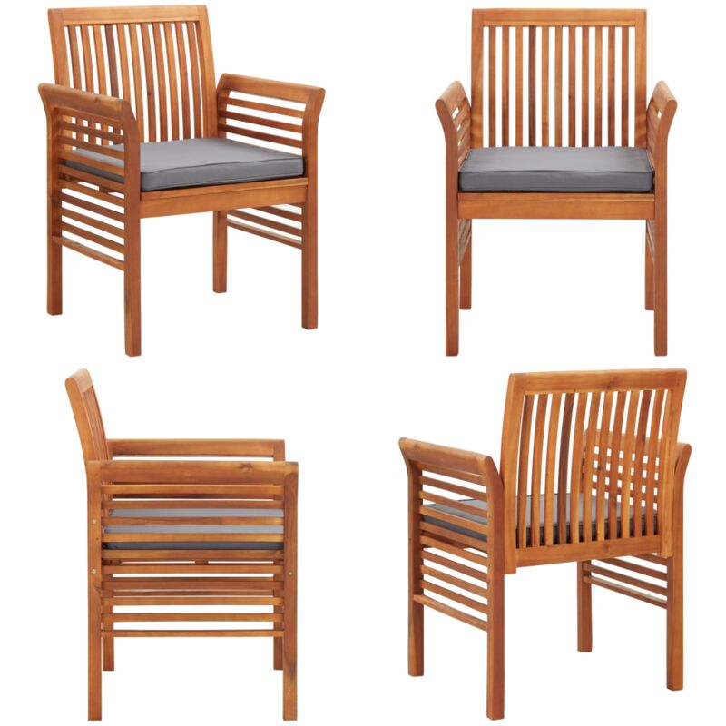 Chaise à dîner de jardin avec coussin Bois d'acacia massif - Chaise de salle à manger - Chaise en bois d'acacia