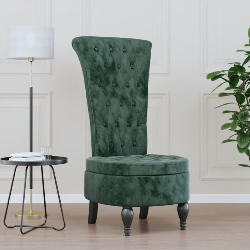 Vidaxl - Chaise à dossier haut vert foncé velours conception de bouton