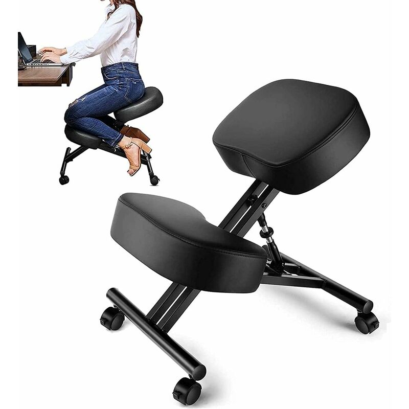 Chaise à genoux ergonomique avec coussin épais en mousse à mémoire de forme Tabouret de bureau réglable en hauteur Siege assis genoux du genou pour