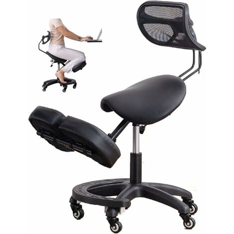 AORSHER Chaise À Genoux Ergonomique avec Support Dorsal, Roues, Tabouret Réglable pour La Maison Et Le Bureau, Améliorez Votre Posture, Coussins Épais Et Confortables