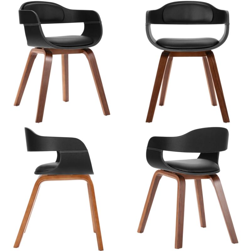Vidaxl - Chaise à manger Bois courbé et similicuir - Chaises De Salle à Manger - Chaise Design - Chaise Moderne - Chaise Noire - Chaise En Cuir