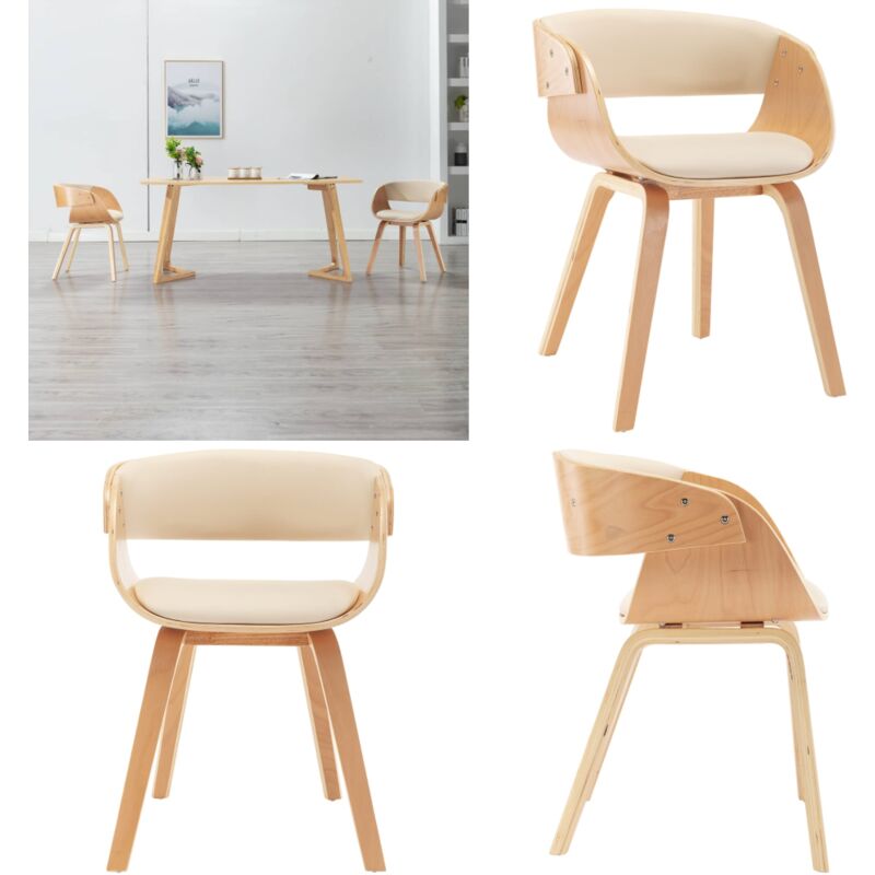 Vidaxl - Chaise à manger Crème Bois courbé et similicuir - Chaises De Salle à Manger - Chaise Moderne - Chaise Élégante - Chaise Confortable - Chaise