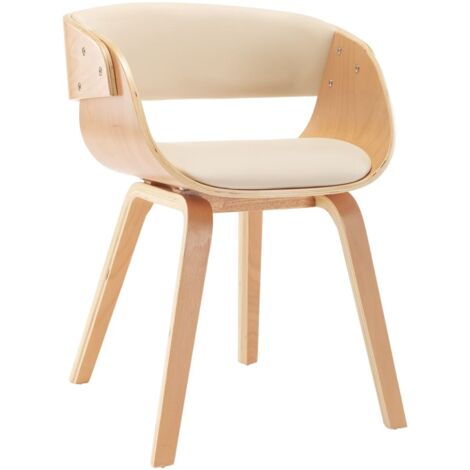 Chaise à manger Crème Bois courbé et similicuir vidaXL