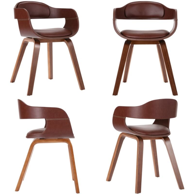 Chaise à manger Marron Bois courbé et similicuir - Chaises De Salle à Manger - Chaise De Cuisine - Chaise Moderne - Chaise En Cuir Synthétique
