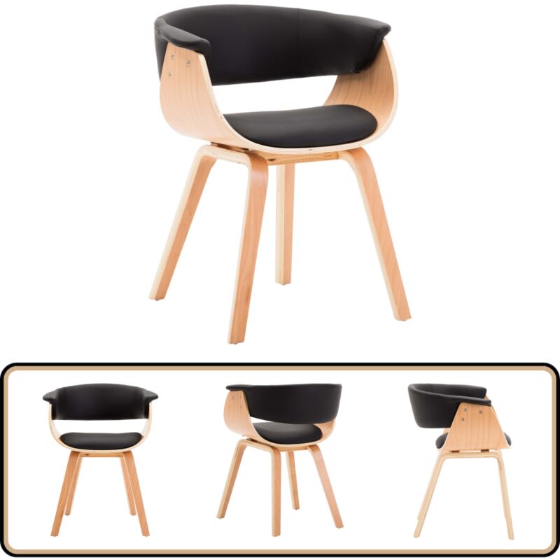 Vidaxl - Chaise à manger noir bois courbé et similicuir - Chaises De Salle à Manger - Chaise Moderne - Chaise Noire - Chaise En Cuir Synthétique