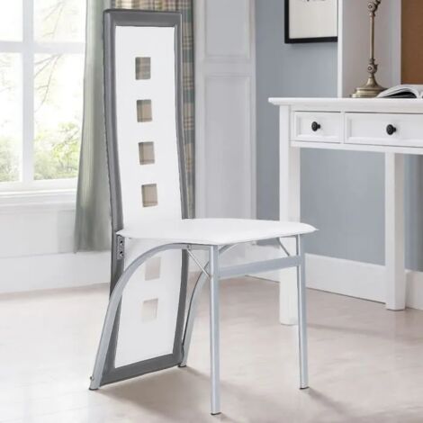 Chaise à monter - Structure métallique - Dossier haut à 4 découpes - Ref RVG6956-250726-0007-105 - Kit complet avec visserie et notice - Voir photos pour détails