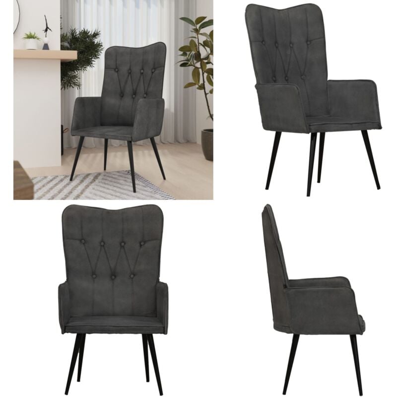 Chaise à oreilles Noir Toile - Fauteuil Confortable - Chaise Relaxante - Chaise Design - Chaise Moderne - Chaise Noire - Home & Living