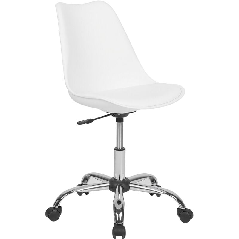 Beliani - Chaise de Bureau en Polypropylène Blanc Nylon Cuir pu Rotation 360° Vérin Dakota