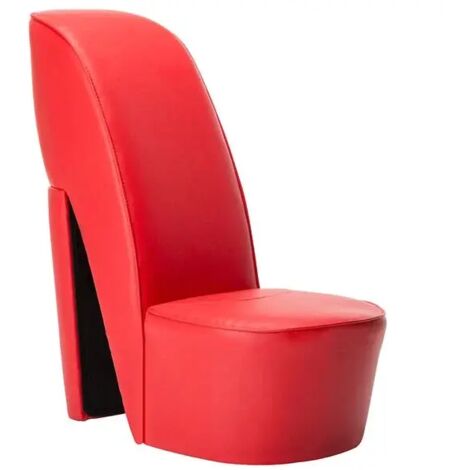 Chaise à talons hauts, simili cuir rouge
