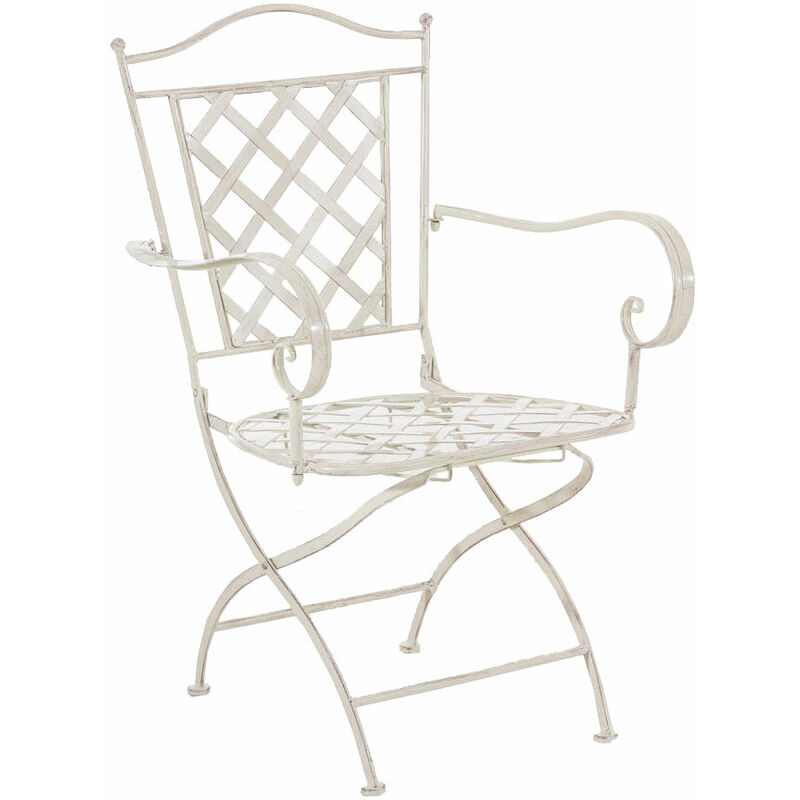 CLP - Chaise de jardin en fer dans un style romantique ancien parfait différentes couleurs colore : Crème antique