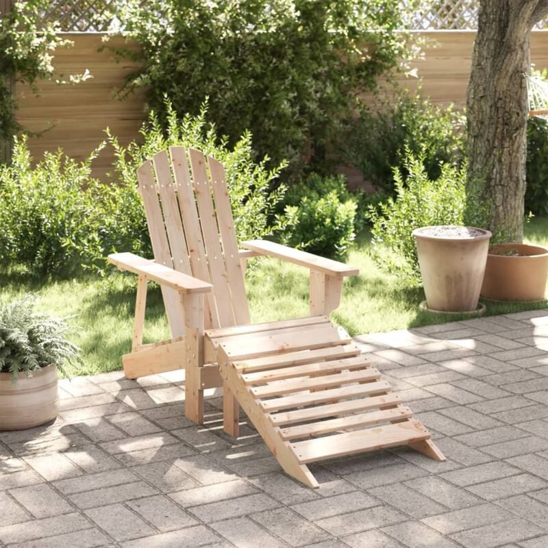 Vidaxl - Chaise Adirondack avec pouf bois massif de sapin