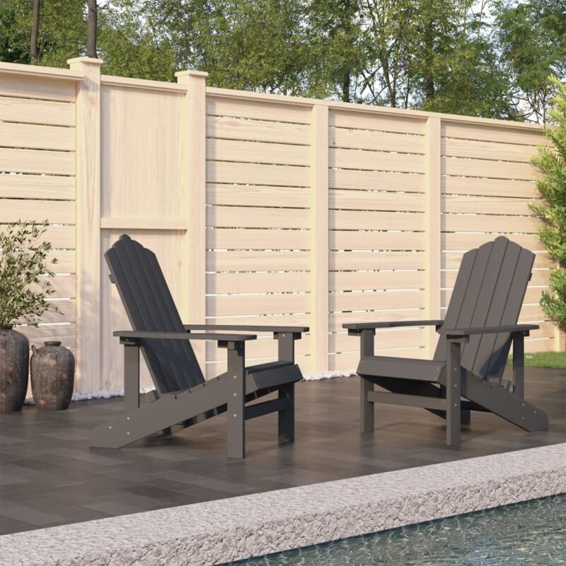 Lot de 2 Chaises de Jardin exterieur - Chaises Relax classique Adirondack PEHD Anthracite vidaXL