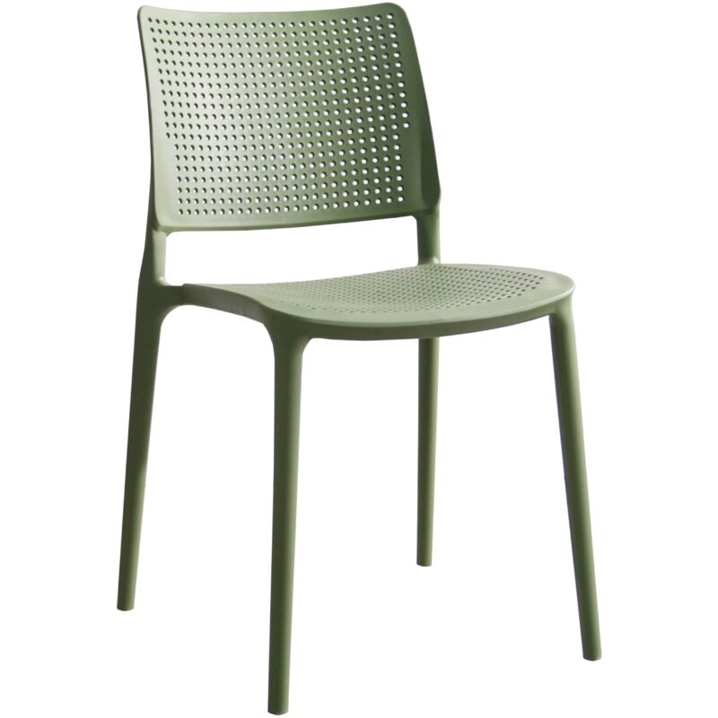 Chaise de terrasse ajourée en plastique vert cactus