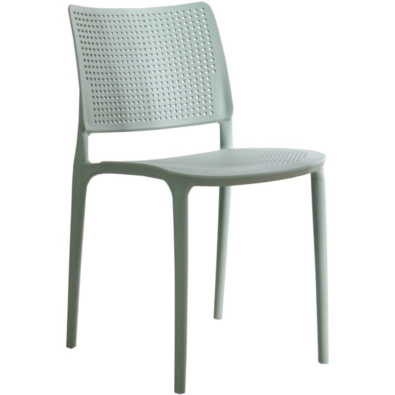 Chaise de terrasse ajourée en plastique vert sauge