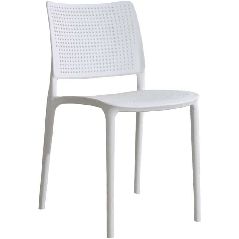 Chaise de terrasse ajourée en plastique blanc