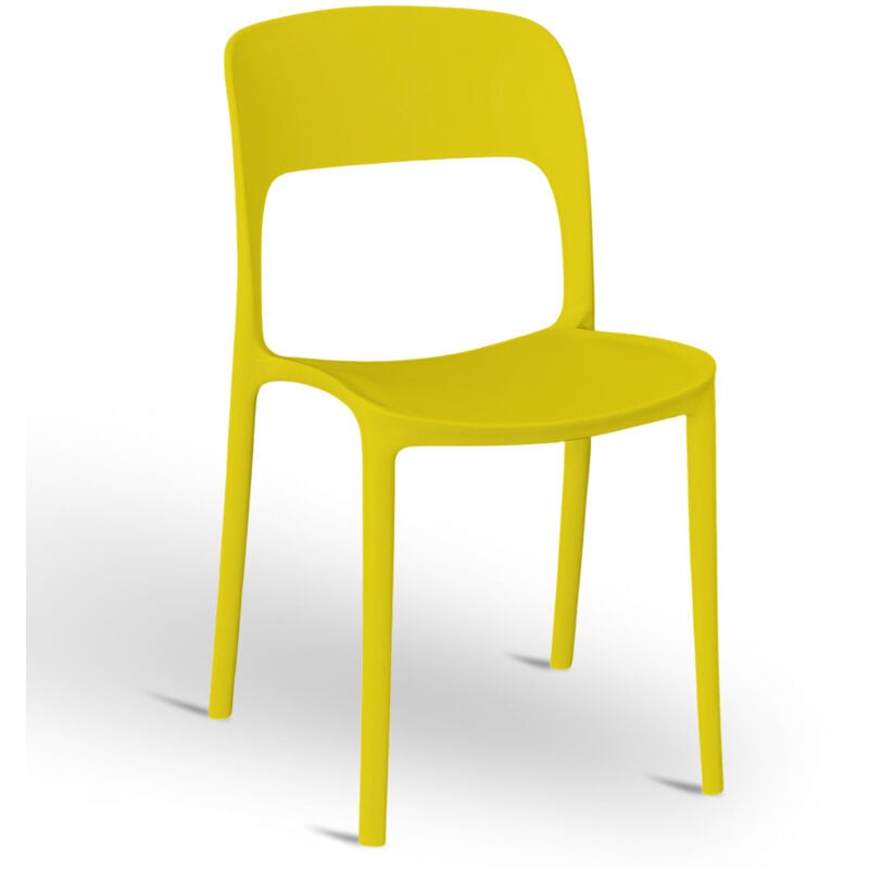 Okaffarefatto - Chaise Alice en plastique empilable couleur jaune moutarde modèle confort