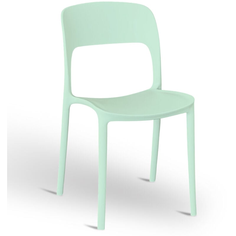 Okaffarefatto - Chaise Alice en plastique empilable couleur vert sauge modèle confort
