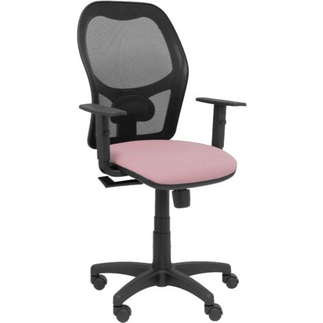 Chaise Alocén maille noire siège bali noir accoudoirs réglables rose