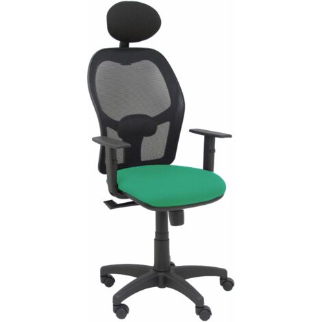 chaise Alocén maille noire vert émeraude siège bali vert émeraude accoudoirs réglables tête fixe