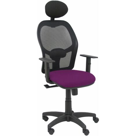 Chaise Alocén maille noire violet bali siège violet accoudoirs réglables appui-tête fixe