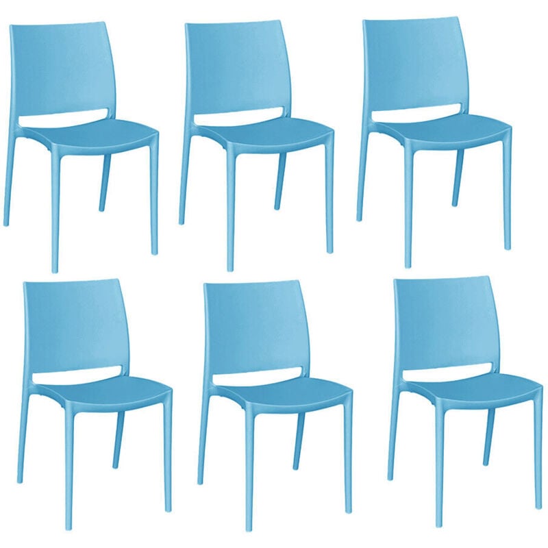 Okaffarefatto - Chaise Altea en plastique bleu clair, modèle confort x 6