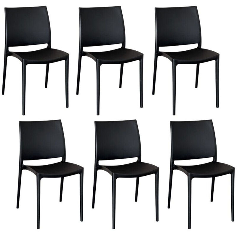 Chaise Altea en plastique noir, modèle confort x 6