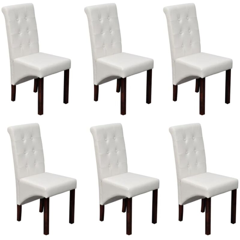 Chaises à manger lot de 6 blanc similicuir Vidaxl