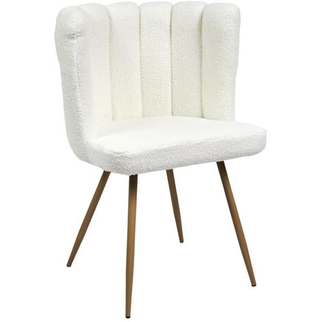 Chaise Ariel bouclette blanc - Blanc - Blanc