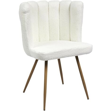 THE HOME DECO FACTORY Chaise Ariel Bouclette Blanc Home Deco Factory