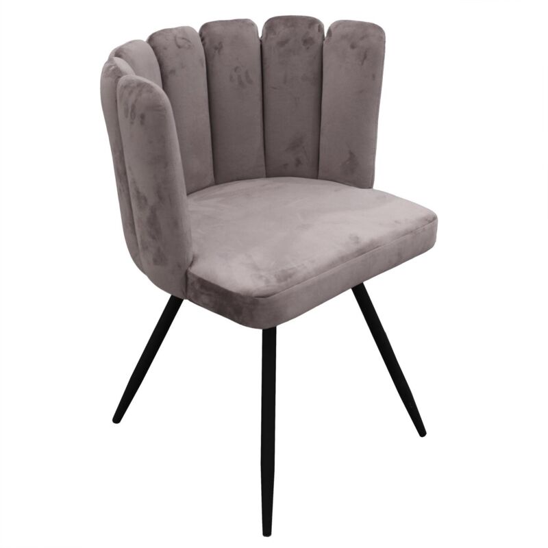 The Home Deco Factory - Chaise Ariel Velours Gris Home Deco Factory