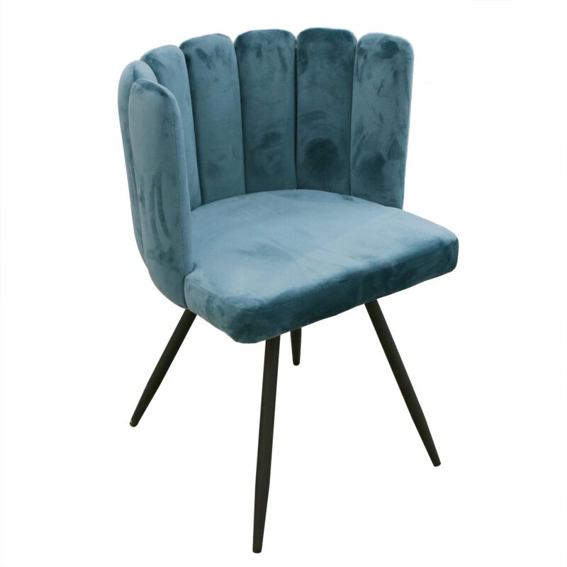 The Home Deco Factory - Chaise Ariel Velours Bleu Canard Home Deco Factory