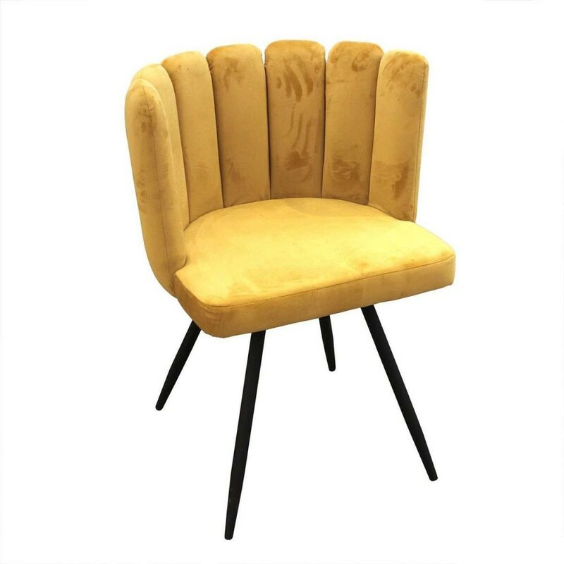 Chaise velours Ariel jaune