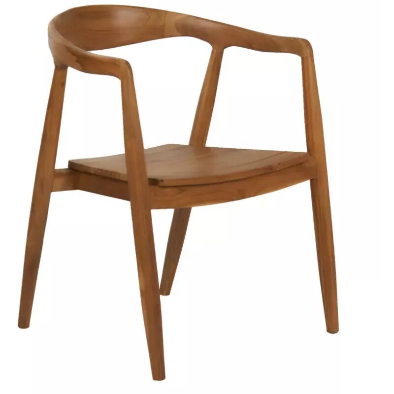 Meubletmoi - Chaise avec accoudoirs en bois de teck massif foncé - maui