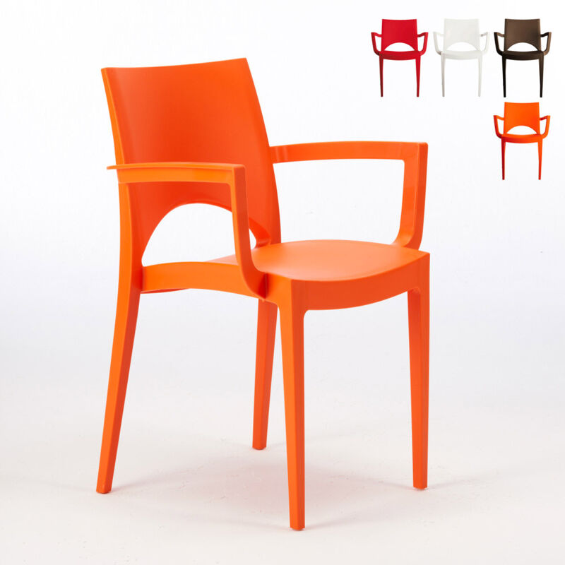 grand soleil - chaise avec accoudoirs en polypropylène bar restaurant paris arm couleur: orange
