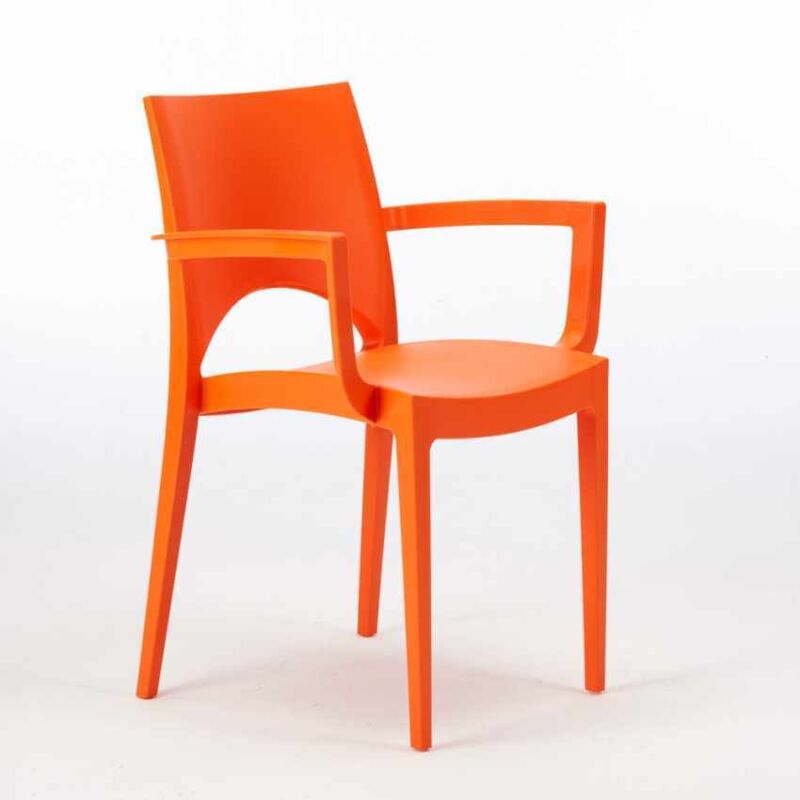 Grand Soleil – Chaise empilable avec accoudoirs en polypropylène – Résistante aux intempéries – Confort ergonomique – Dimensions 58x51x80 cm –