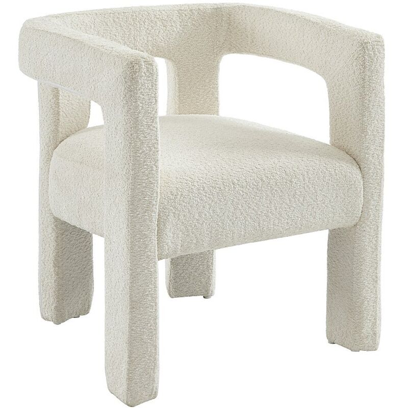 Chaise avec accoudoirs en tissu bouclette et métal - Blanc - SOFANA de Pascal MORABITO