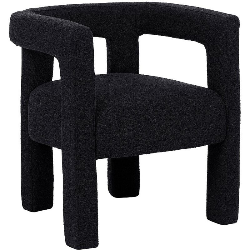 Pascal Morabito - Chaise avec accoudoirs en tissu bouclette et métal - Noir - sofana de