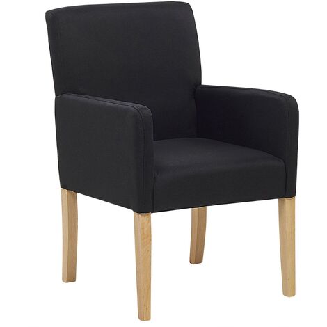 Chaise avec Accoudoirs Fauteuil en Polyester Noir et Bois Intemporel Rockefeller - Noir