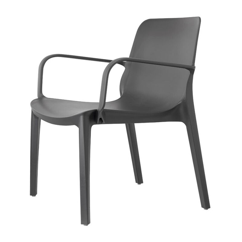 Iperbriko - Chaise avec Accoudoirs Ginevra Lounge Tortora - Matériau en technopolymère renforcé de fibre de verre - Hauteur d'assise 43 cm
