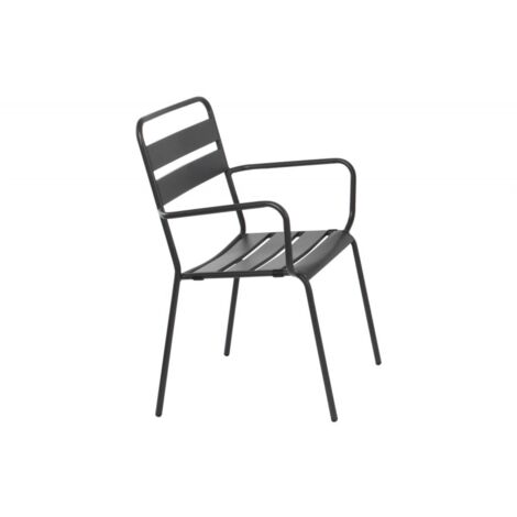 Chaise Avec Accoudoirs Gris Foncé Casacollection