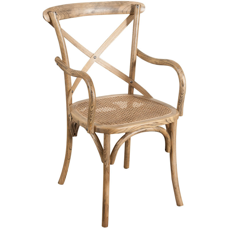 biscottini - chaise en bois et rotin thonet vintage 89x50x43 cm fauteuil rustique avec accoudoirs chaise de salle à manger de cuisine moderne - noyer