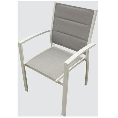 Chaise avec accoudoirs Vania Aluminium Textilene Double Couche Anthracite Taupe