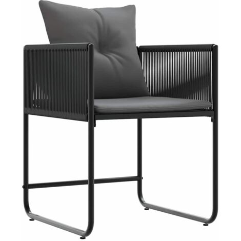 Chaise avec coussin 4 lot de 2 Chaises d'extérieur Noir et anthracite Rotin PE