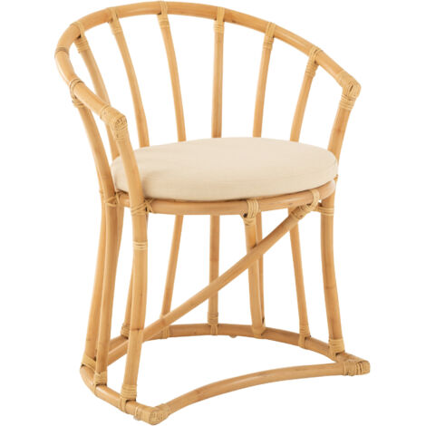 Chaise avec coussin 60x61x70 cm en rotin naturel et écru